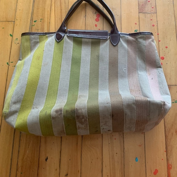 Longchamp unique Striped Canvas Tote Bag - Picture 2 of 11